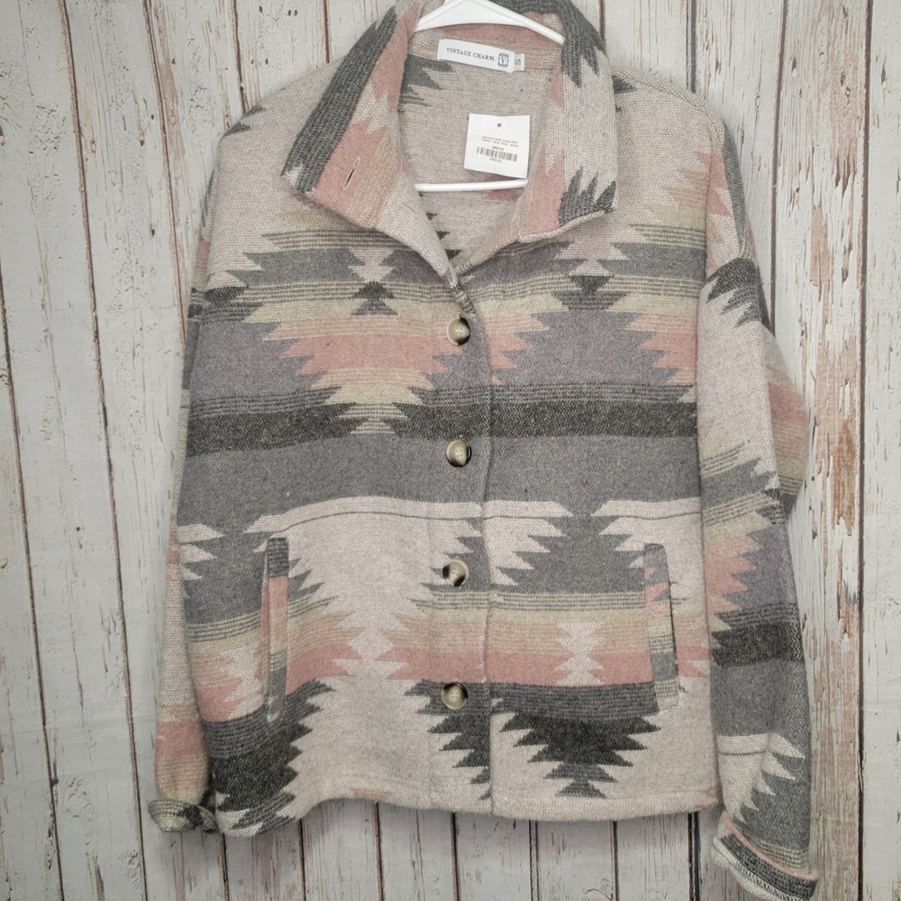 Vintage Charm Jackson Hole Aztec Print Shirt Jacket Sz Small